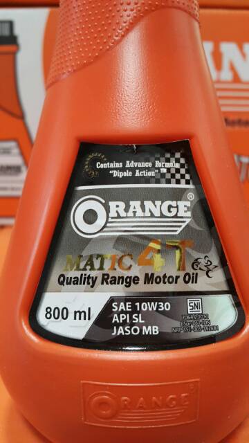 OLI MESIN MOTOR MATIC ORANGE / QRANGE 4T PREMIUM MATIC 10W-30 800 ML