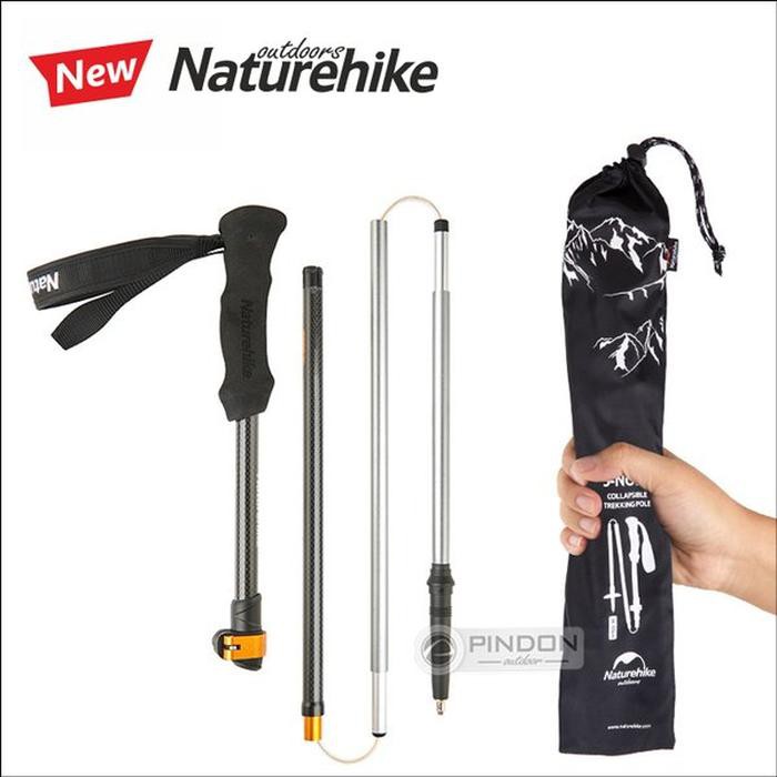 TREKKING POLE LIPAT CARBON FIBER NATUREHIKE NH17D005-D - tongkat gunung jalan hiking camping outdoo