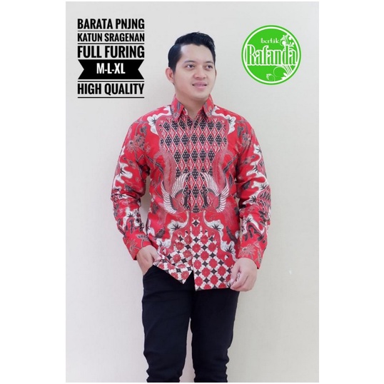 BARATA KEMEJA BATIK SOLO PRIA LENGAN PANJANG LAPIS FURING ATASAN PREMIUM MODERN KOPRI PGRI RAFANDA P