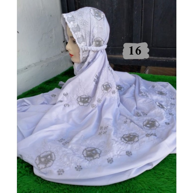 Mukena Terusan Dewasa Polino Bordir Putih