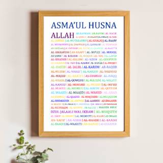 Poster Bingkai Kaligrafi Modern Allah Muhammad Asmaul Husna 7 Pigura A4 Hiasan Dinding Shopee Indonesia