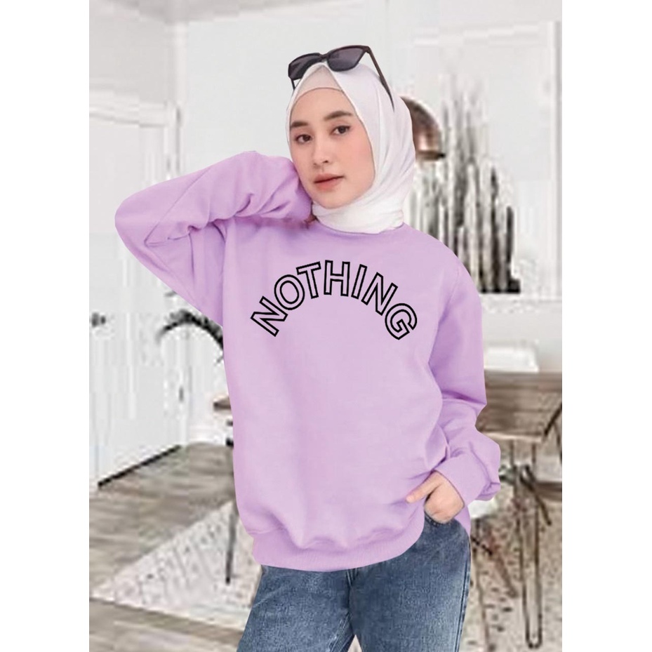 Kaos Lengan Panjang NOTHING/ Kaos Sweatshirt / Atasan Wanita / Atasan Wanita Lengan Panjang / Atasan Import / Kaos Wanita Blus