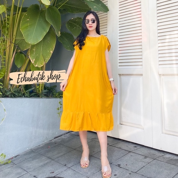 Daster/dres Bali ruffle polos viral/daster kekinian