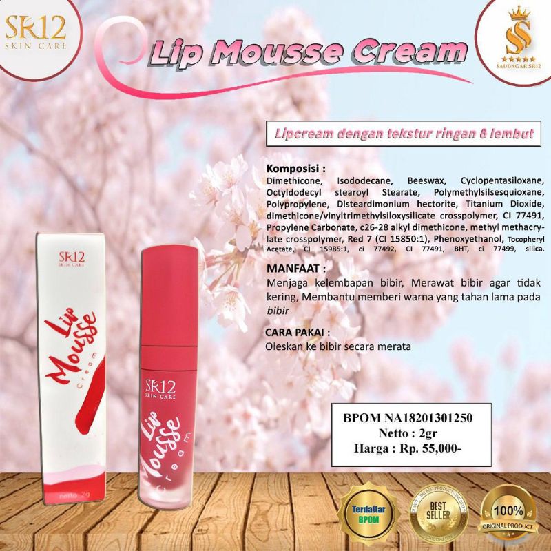 LIP MOUSSE SR12 / LIPMOUSSE SR12 / LIP MOUSSE CREAM SR12 / TAHAN LAMA / MERAWAT BIBIR KERING/FRESH MATTE