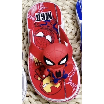 Sandal Jepit Karet Anak Cowok Laki Kepala Spiderman Avenger Timbul Keren Premium MGR Mokaya Balance(1859-8)/Size 24-29|30-35