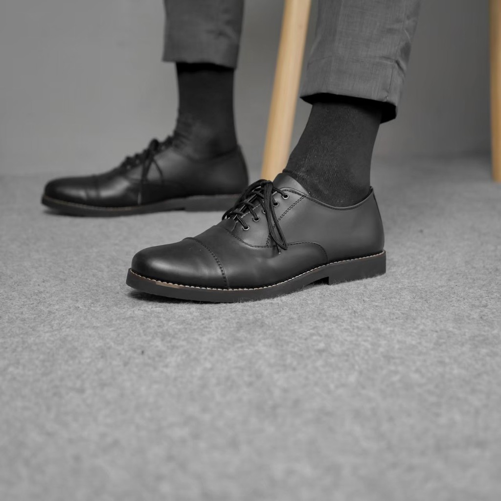 OXFORD BLACK - Sepatu Pantofel Pria Pantofel Hitam Pria Sepatu Pantopel Fantofel Kasual Formal Kerja