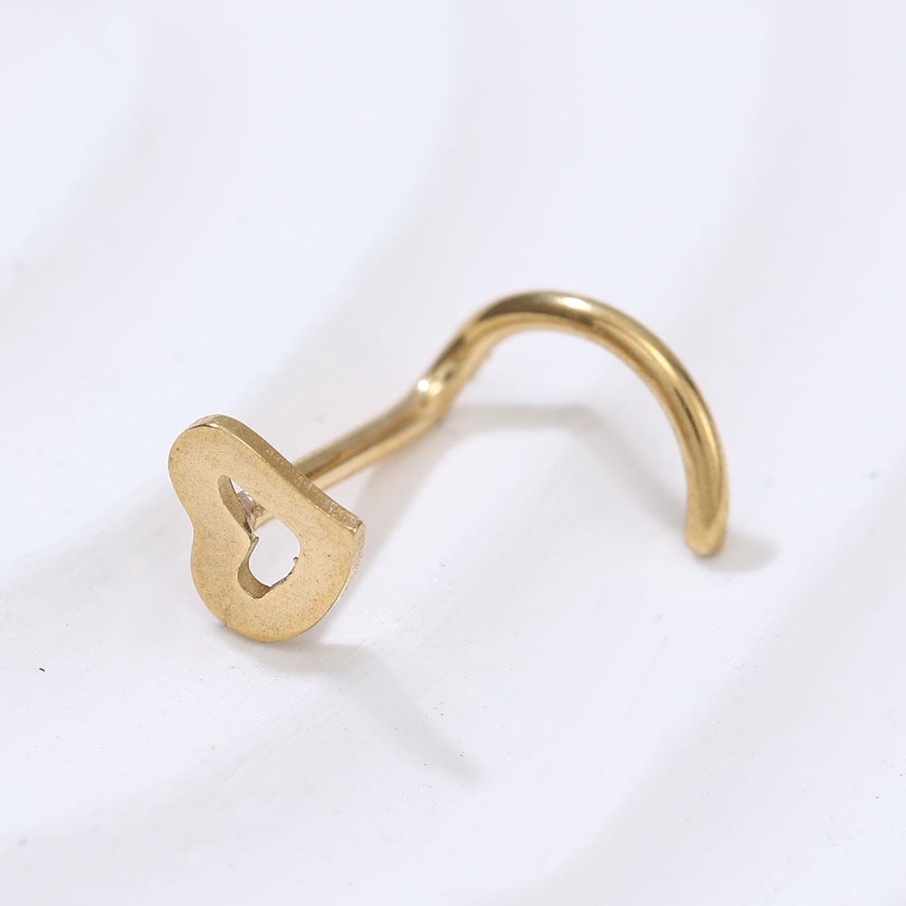 【COD Tangding】Anting Tindik Hidung Bentuk Hati Bahan Stainless Steel Aneka Warna