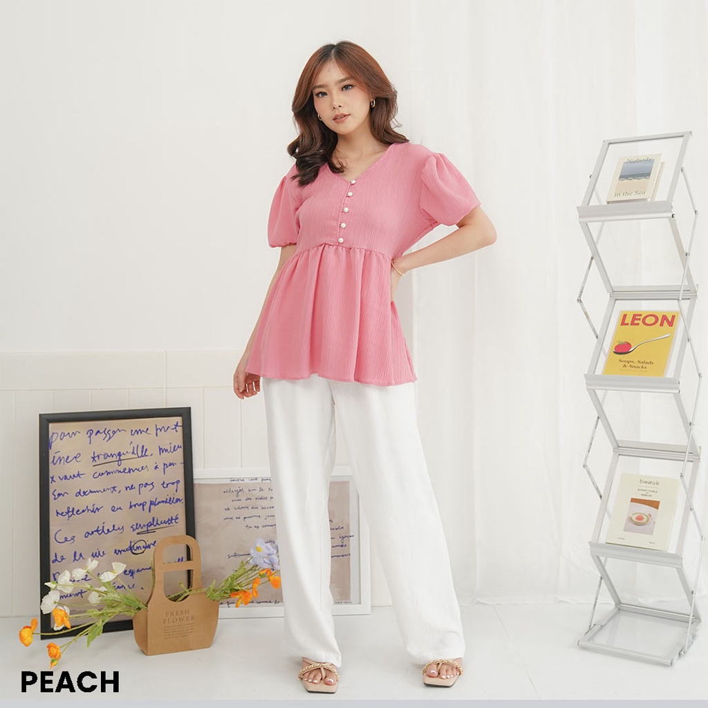 Atasan Sheer Crinkle Gesya Blouse Top Wanita