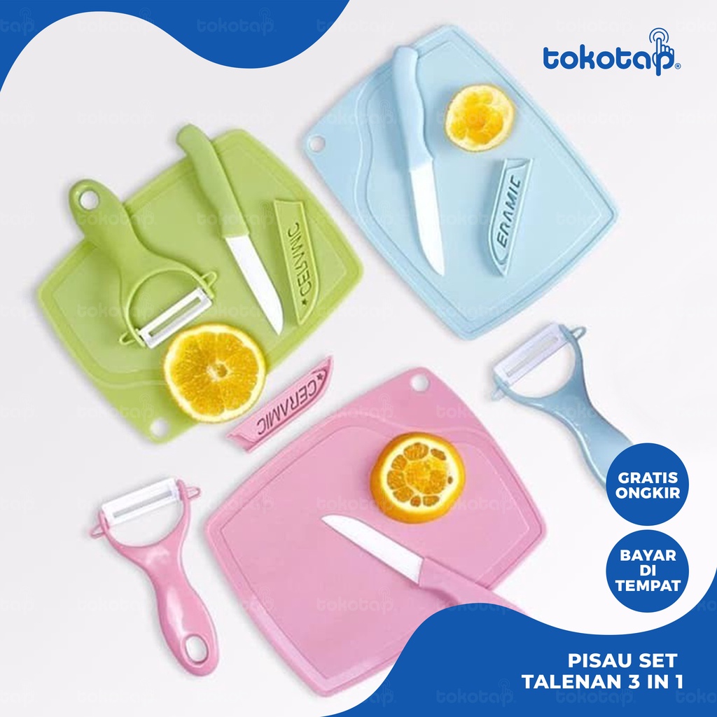 PISAU SET TALENAN 3IN1 STAINLESS PISAU PENGUPAS BUAH SAYUR