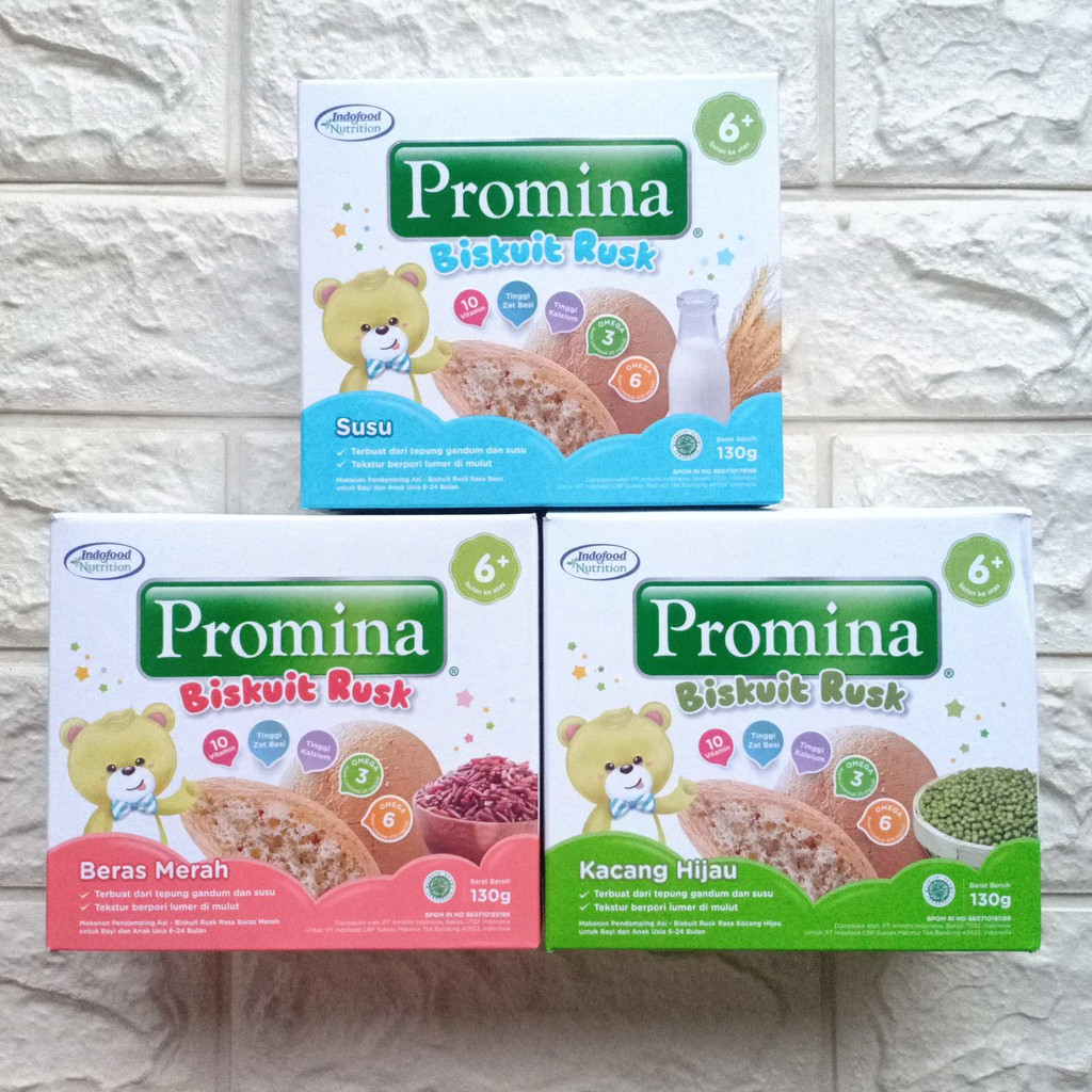 Promina Biskuit Rusk Bayi Anak Makanan Snack Cemilan Mpasi Baby 130gr usia 6 bulan ke atas 6+ 130 gr