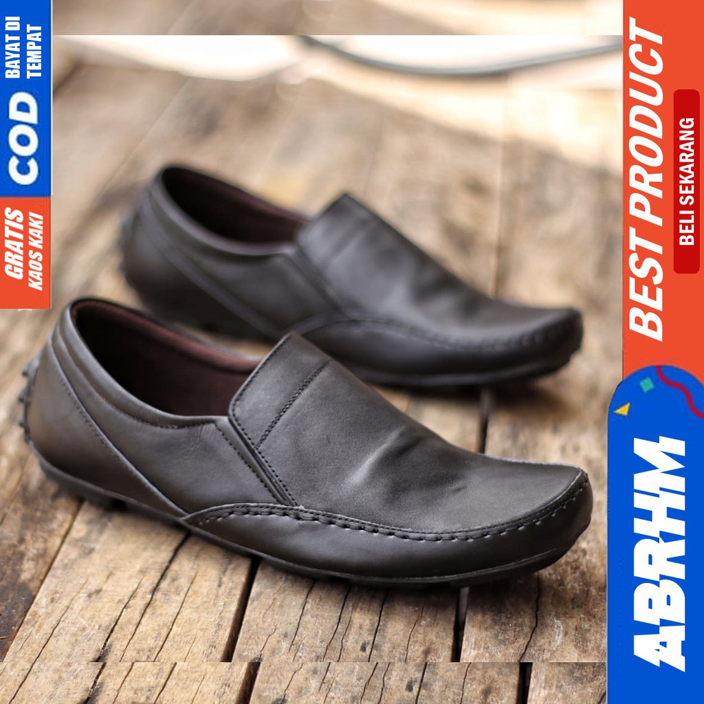 ABRHM x BANI Sepatu Casual Slip On Kulit Asli Kasual Formal Pantofel Pria Kerja Kantor Kondangan Slop Anti Slip Original