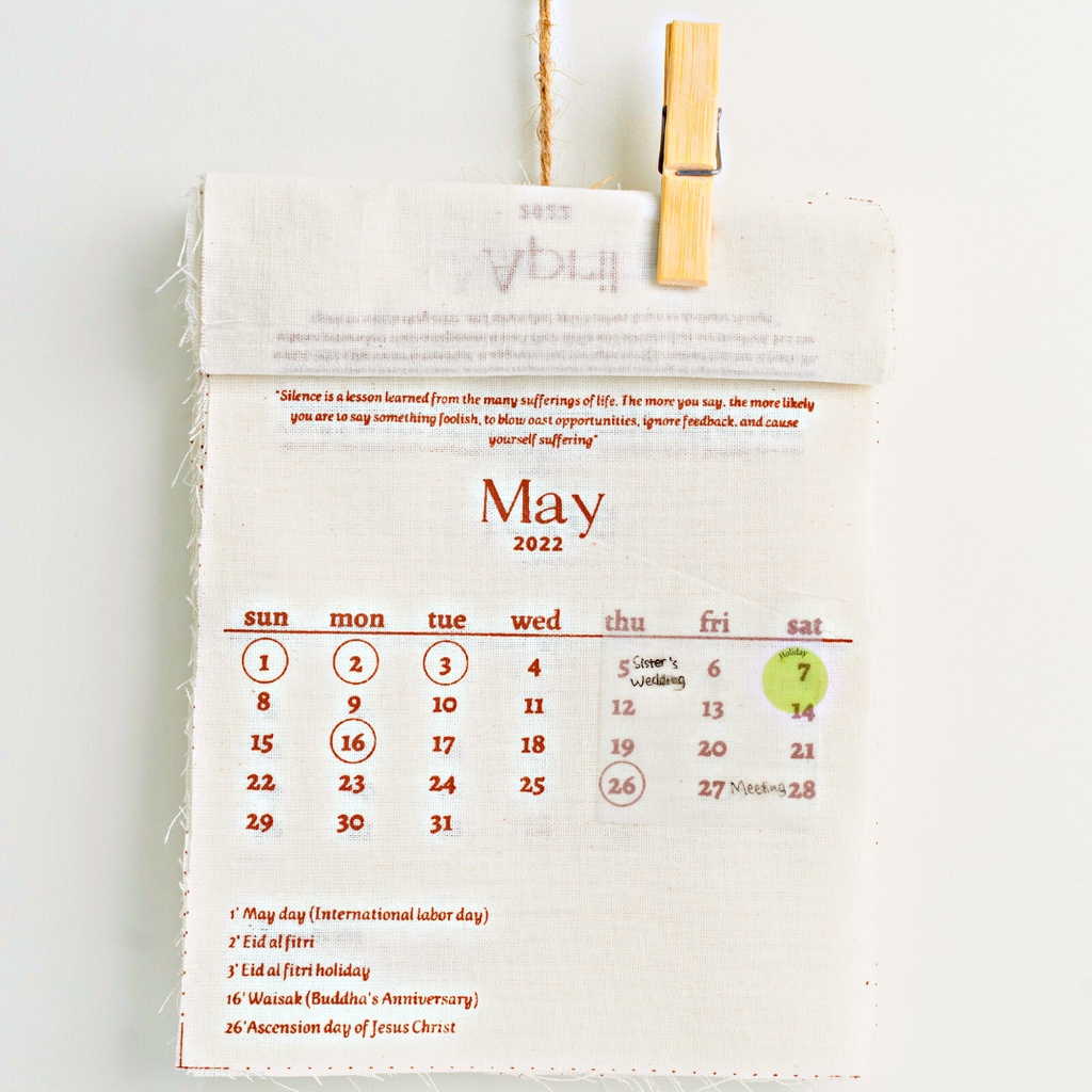 Musha Fabric Calendar | Kalender Dinding / Kalender Kain