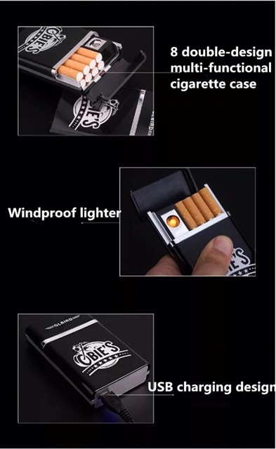 Kotak Case Listrik USB Lighter Tahan Angin Flameless