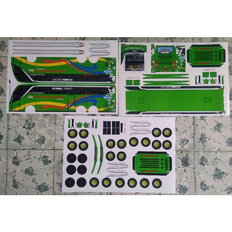 Lembaran PaperCraft Bus Gunung Harta Scania Tronton JB3+SHD Skala 1:30