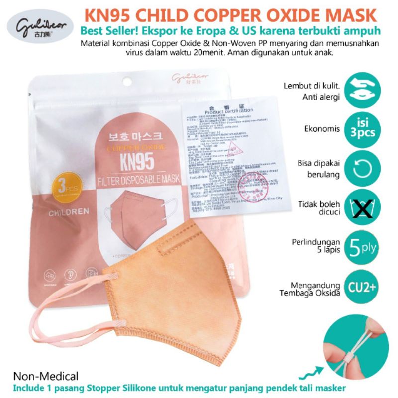KN95 CHILD COPPER OXIDE MASK ISI 3 PCS