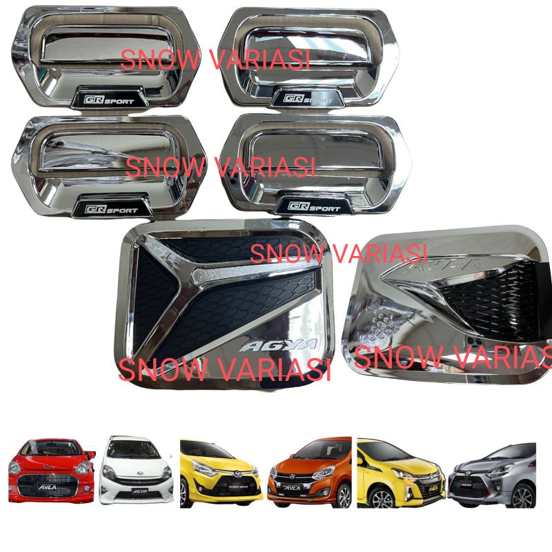 Paket Outer Handle Tank Cover Agya Ayla GR Sport 2013 2017 2020 2022 Chrome