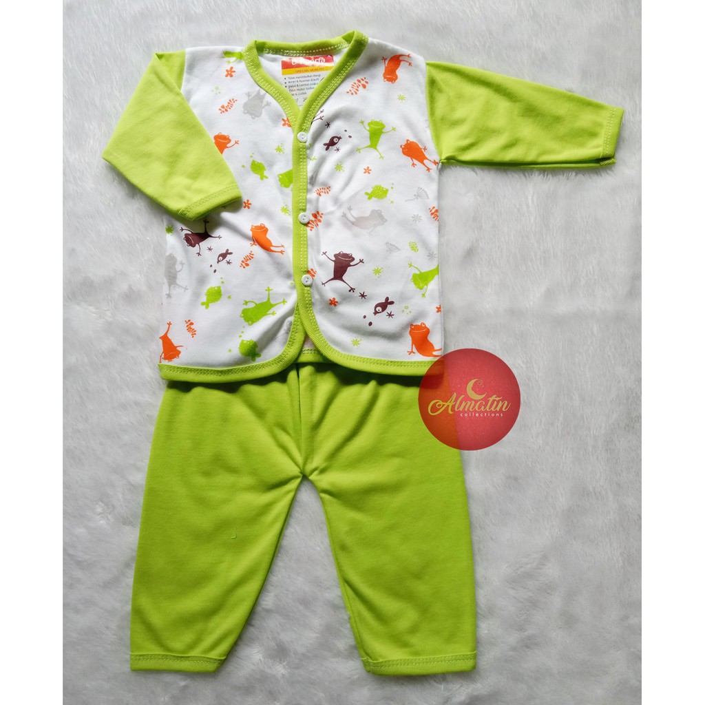 3 Stel Piyama Setelan Baju Panjang Bayi Motif Frog Baju Tidur / Setelan Baju Panjang Bayi Newborn