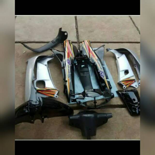 Full body supra fit lama silver hitam plus striping