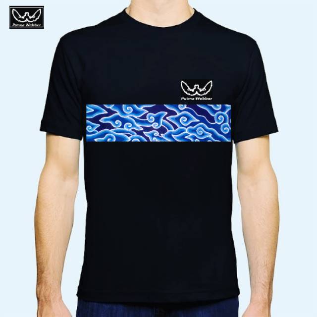 Kaos distro pria / wanita bermotif batik mega mendung//kaos santai//kaos batik