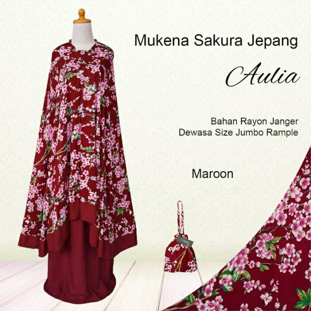 MUKENA Sakura Wanita Dewasa - Jumbo - Katun Rayon Janger - mukena bali - motif bunga sakura