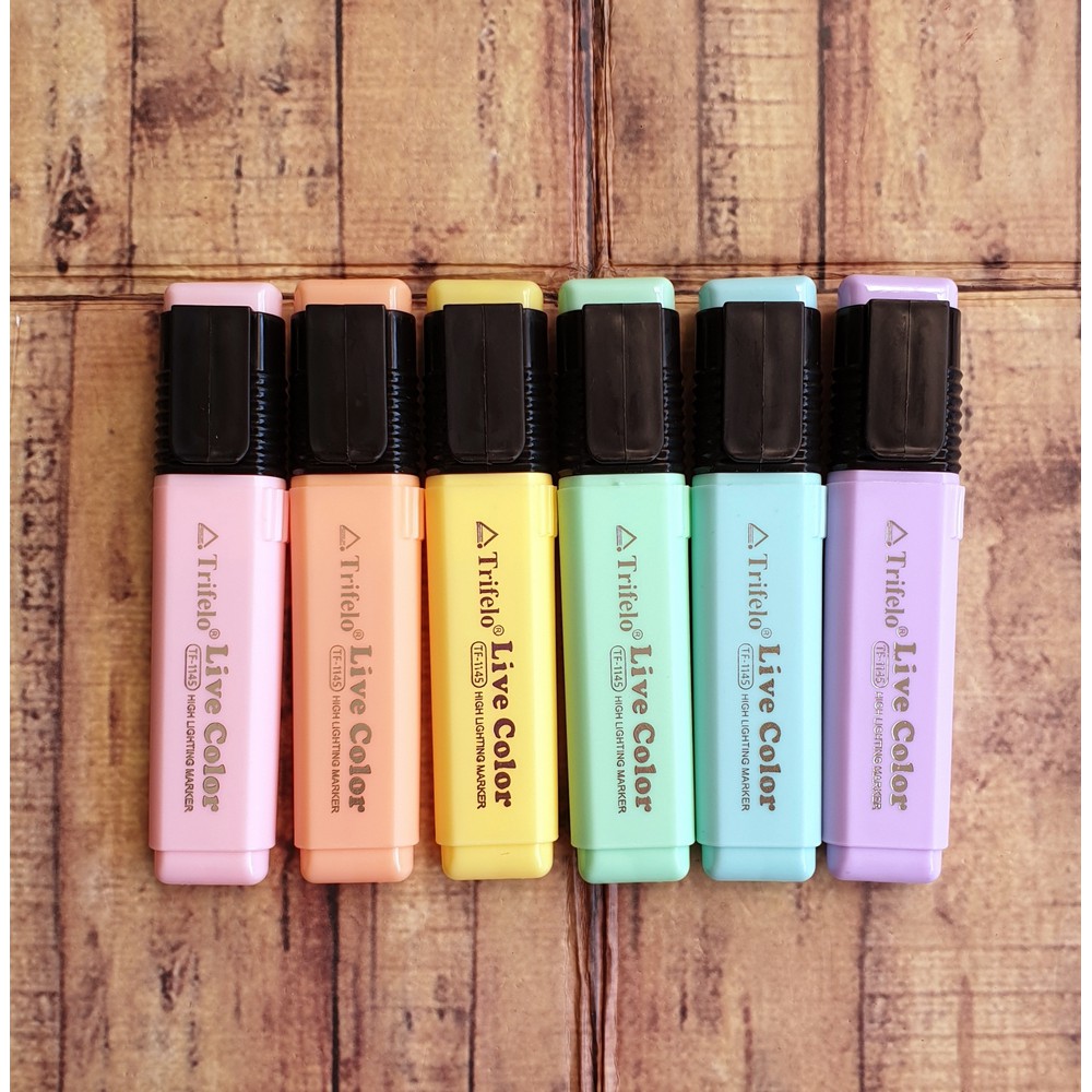 6 Pcs High Lighting Marker - HighLighter Trifelo TF-1145 Live Color Pastel - Highlighter Pastel