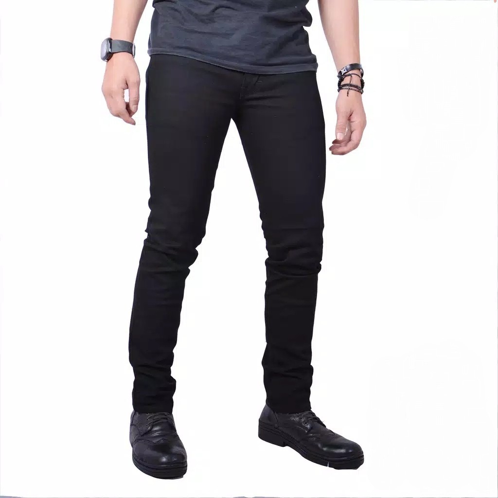  Celana  Jeans Panjang Pria  Jeans Stretch Pensil  Hitam  