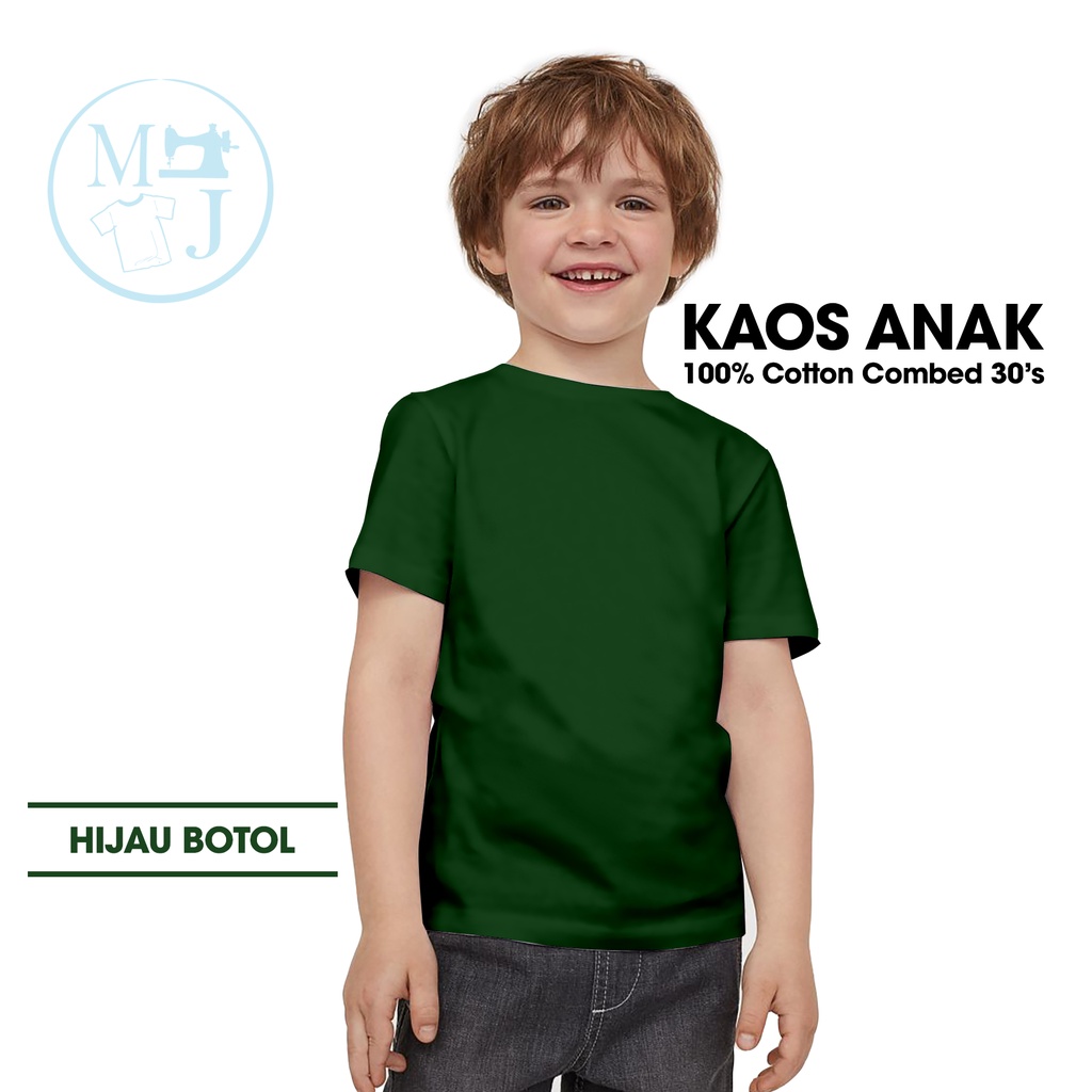 Kaos Polos Hijau Botol / Fashion Anak / Kaos Polos Anak Combed 30s