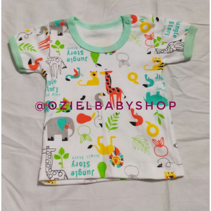 1/2 lusin / 6 pcs kaos oblong bayi kancing pundak motif 3-18 bulan