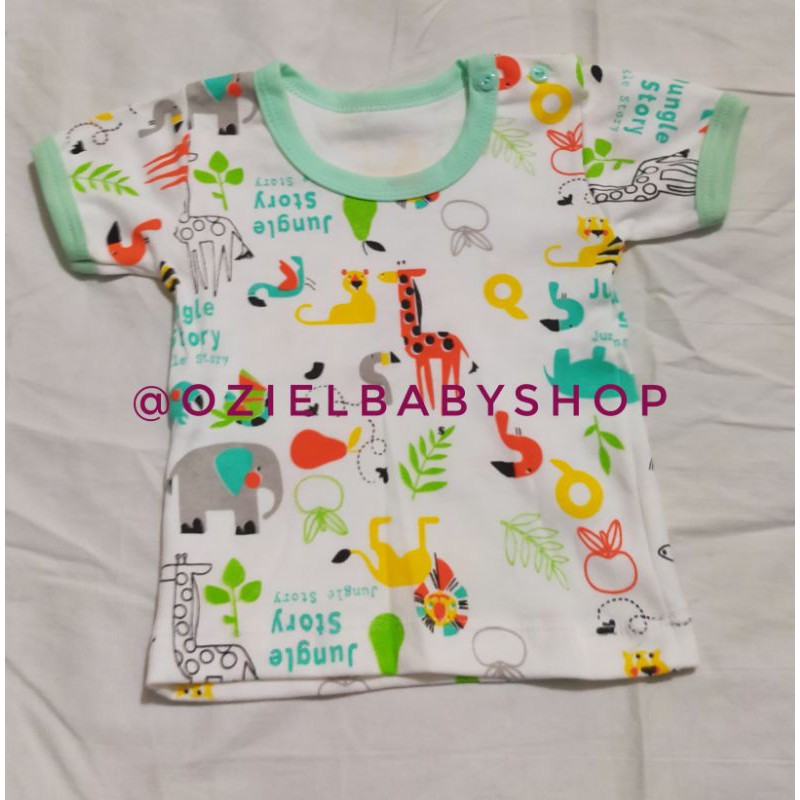 1/2 lusin / 6 pcs kaos oblong bayi kancing pundak motif 3-18 bulan