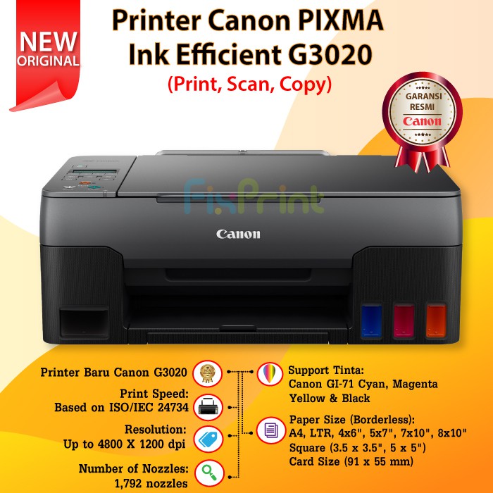 Printer Canon PIXMA Ink Efficient G3020 G 3020 g3020 Print Scan Copy