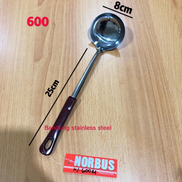 centong sendok sup sayur ladle lubang stainless gagang plastik 600/601