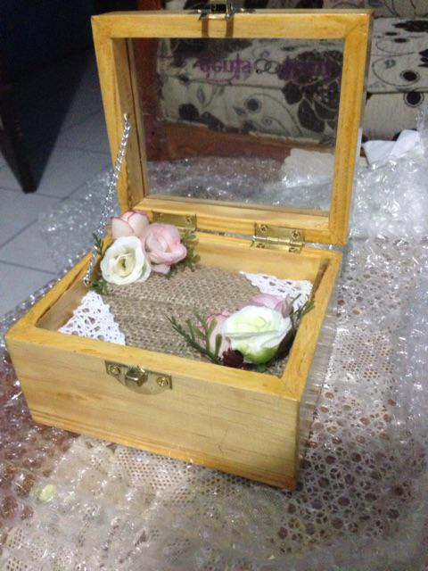 Kotak Cincin Kayu / Wooden Ring Box (tutup Akrilik)