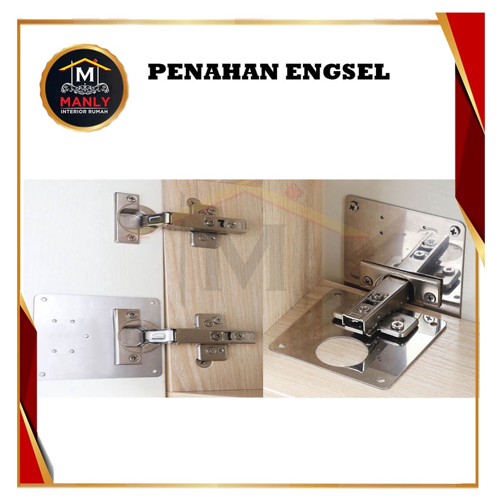 Plat Engsel Perbaikan Jendela / Penguat Plat Engsel Sendok 35 mm Pintu Lemari Bahan Stainless Steel Tahan Karat