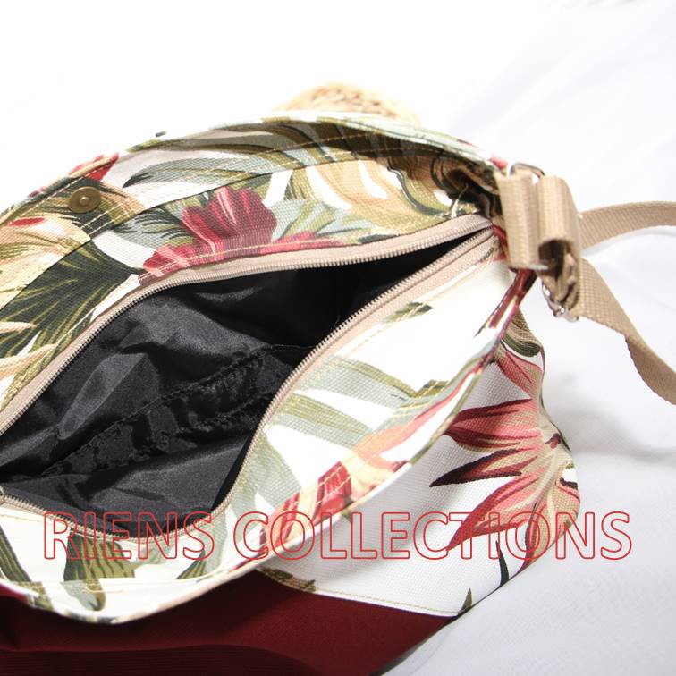 TAS SELEMPANG SLING BAG KANVAS KOMBINASI BUNGA SEPATU SLC0106. TAS KANVAS TAS JOGJA SOUVENIR JOGJA