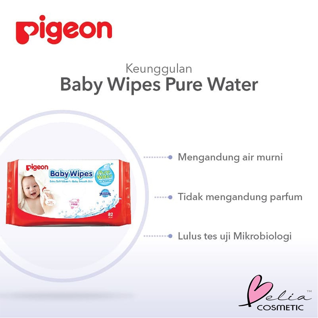 ❤ BELIA ❤ PIGEON Baby Wipes Pure Water Tisu Basah Bayi | Soft Lembut untuk Kulit Bayi | Gentle for Baby