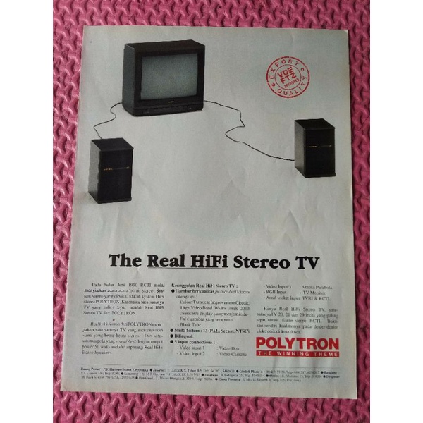 Iklan Jadul Hifi Stereo TV Polytron Copotan Majalah lawas