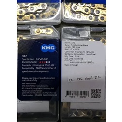 Rantai Chain Kmc Gold 12 speed x12 Jet Black Cl552