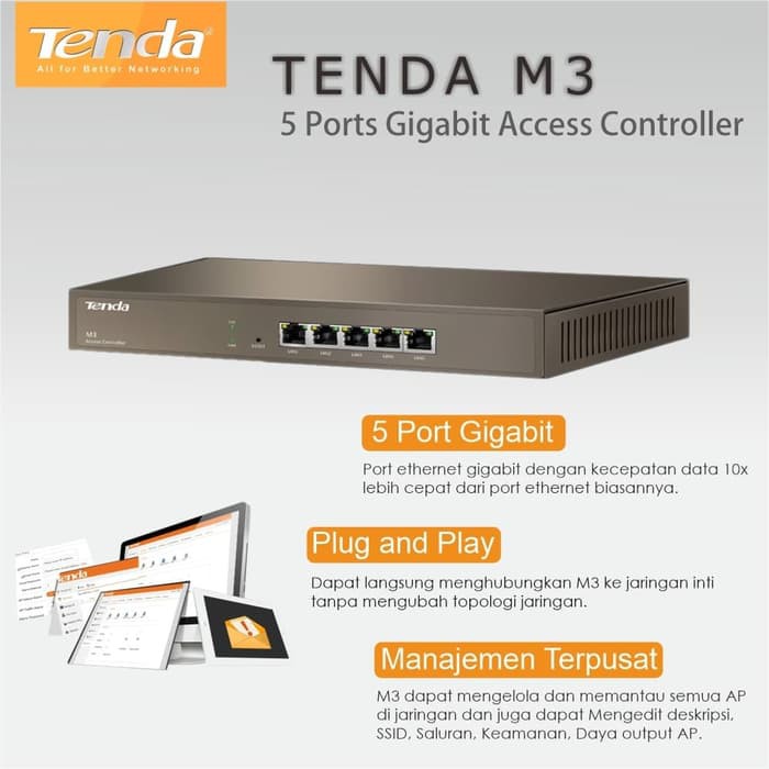 Tenda M3 Switch 5 Port Gigabit 10/100/1000Mbps Access Controller