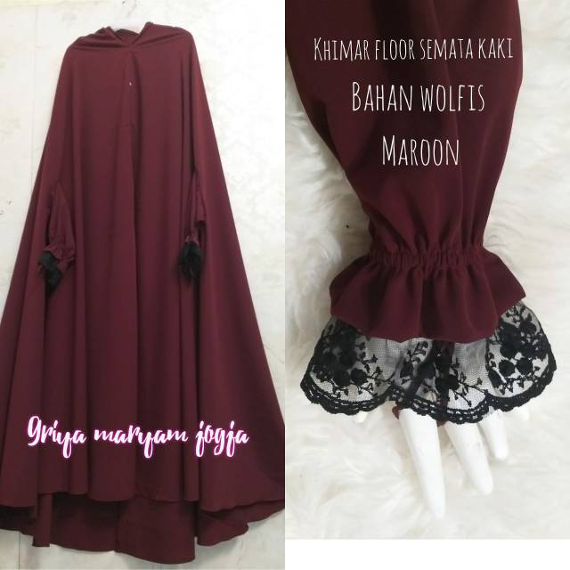 Khimar Floor Wolfis Manset Karet Renda A cincin
