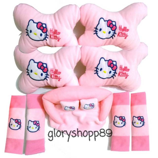 Bantal Mobil Hello Kitty /Bantal Set Mobil Hello Kitty/Paket Bantal Mobil 9pcs Hello Kitty/Bantal
