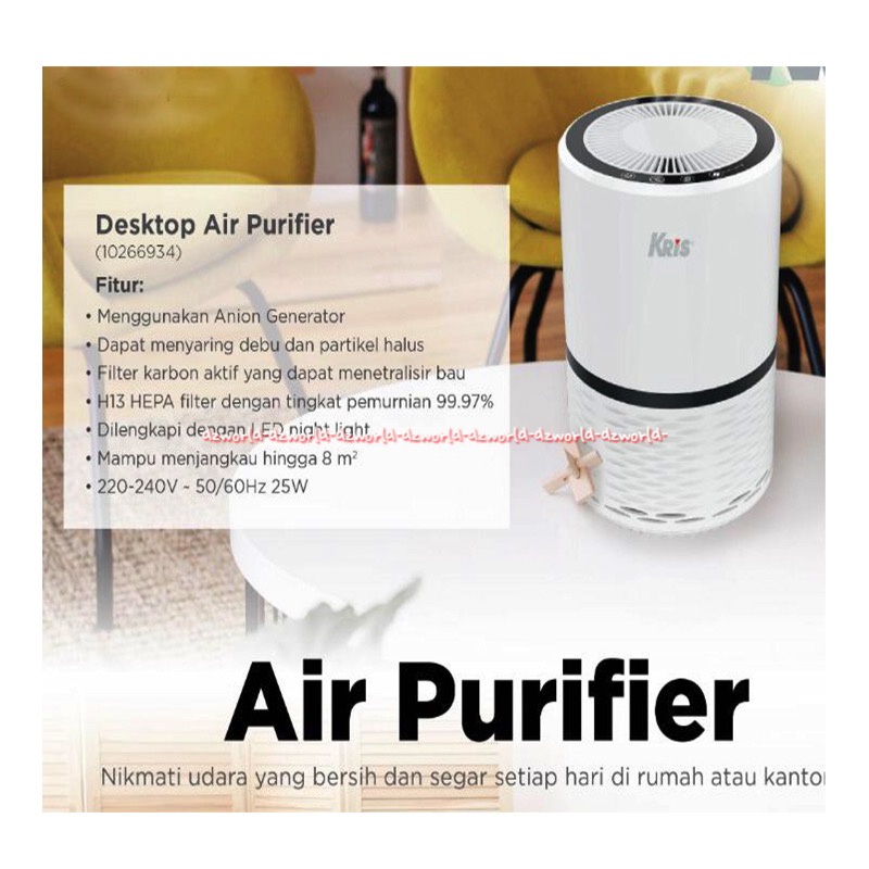 Kris Desktop Air Purifier Anion Generation 8m Alat Pembersih Udara Menyaring Debu Desktop Air Purufier