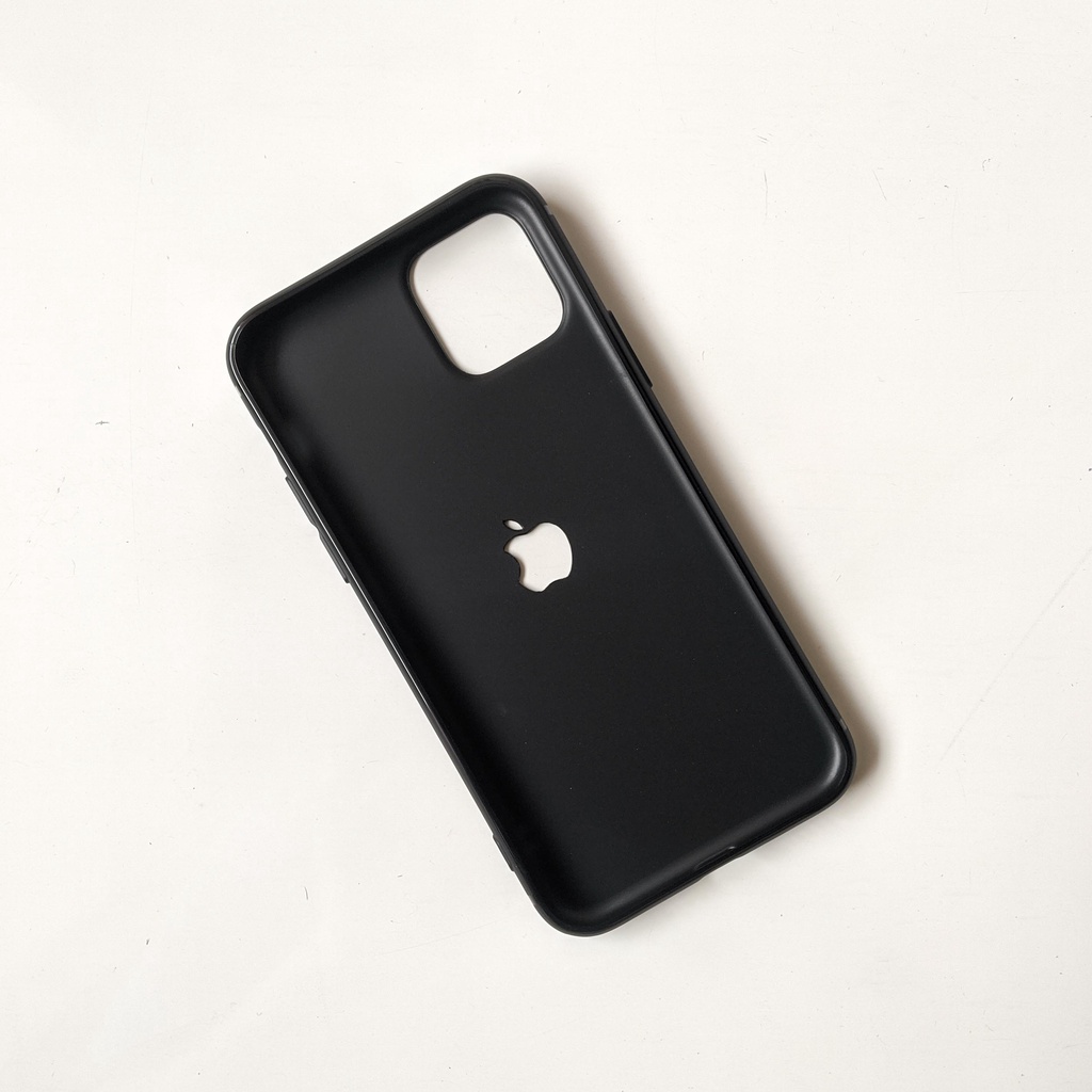 Softcase Case iPhone 11 Cut Logo Apple Black Doff Silikon Case iP 11 Black Matte Hitam