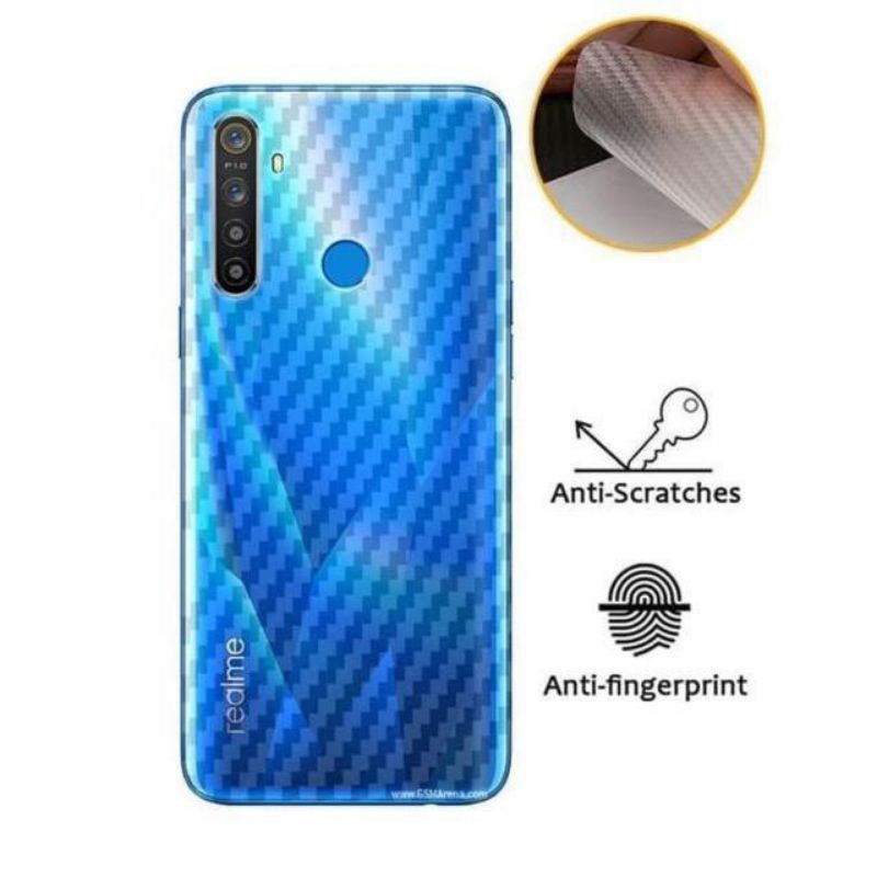 Garskin / Sticker / Anti Jamur type hp, Realme 5/5i/5pro/C3 Carbon Fiber Pelindung belakang hp anda dari kotoran yang bisa membuat rusak belakang hp anda,,