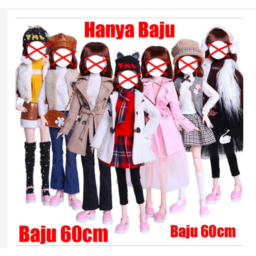 (Seri-BBB60) Mainan Anak Perempuan BAJU Boneka Yuna Bjd Doll DIY 60 cm