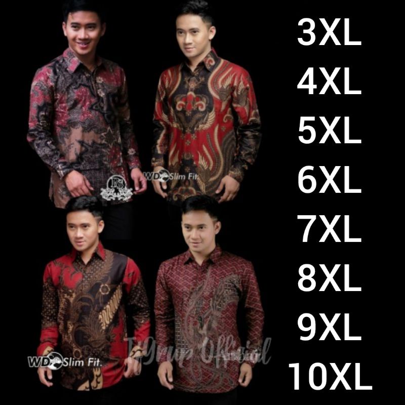 Kemeja Batik Pria Jumbo Modern Lengan Panjang Big Size Jumbo M L XL XXL XXXL XXXXL XXXXXL