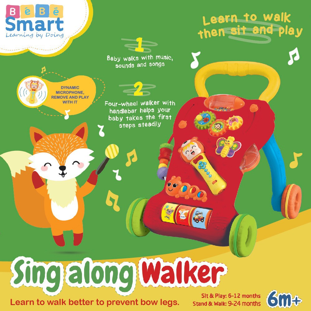 Bebe Smart Sing Along Walker Red Merah