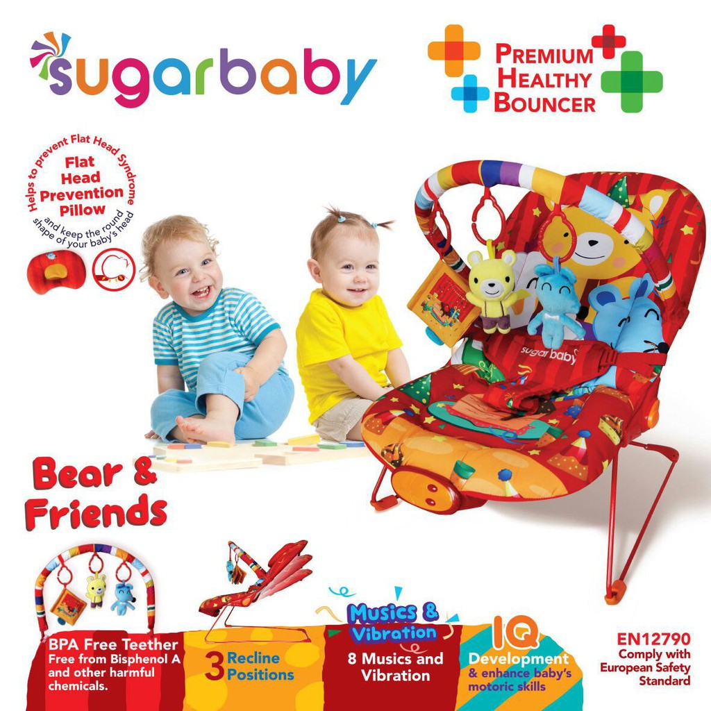 Sugar Baby Premium Healthy Bouncer 3 Recline /  Bouncer Bayi Sugar Baby 3 Posisi