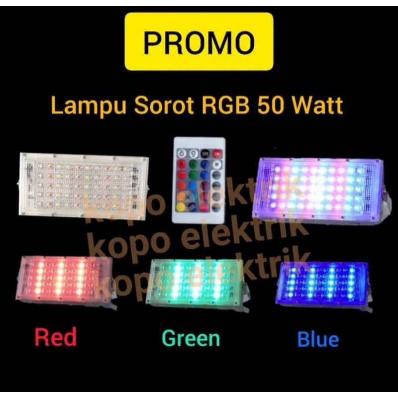 Lampu sorot RGB 50 WATT WARNAA WARNI OUTDOOR