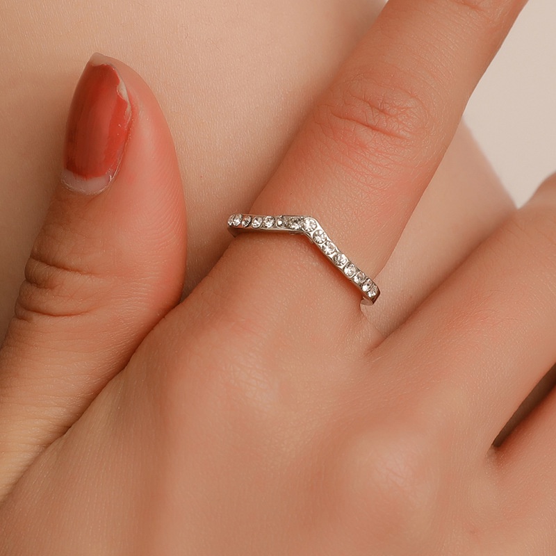 [ Fashion Simple Gold Sliver Inlaid Zircon Wing Rings Finger Ring  Gifts Jewelry for Girl Friends ]