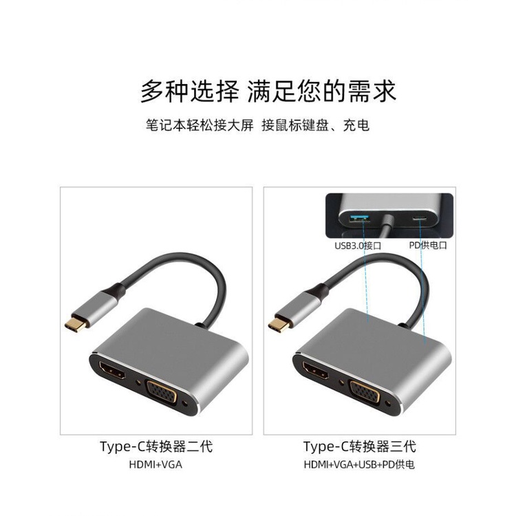 4 IN 1 USB C Type-C To HDMI Adapter Travel 4K VGA USB 3.0